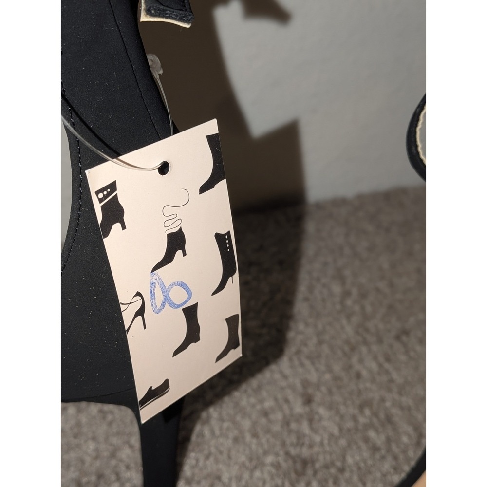 Black Ankle Strap Heels Women's Size 7 Open‎ Toe Stiletto Dress Shoes NEW - Picture 5 of 8